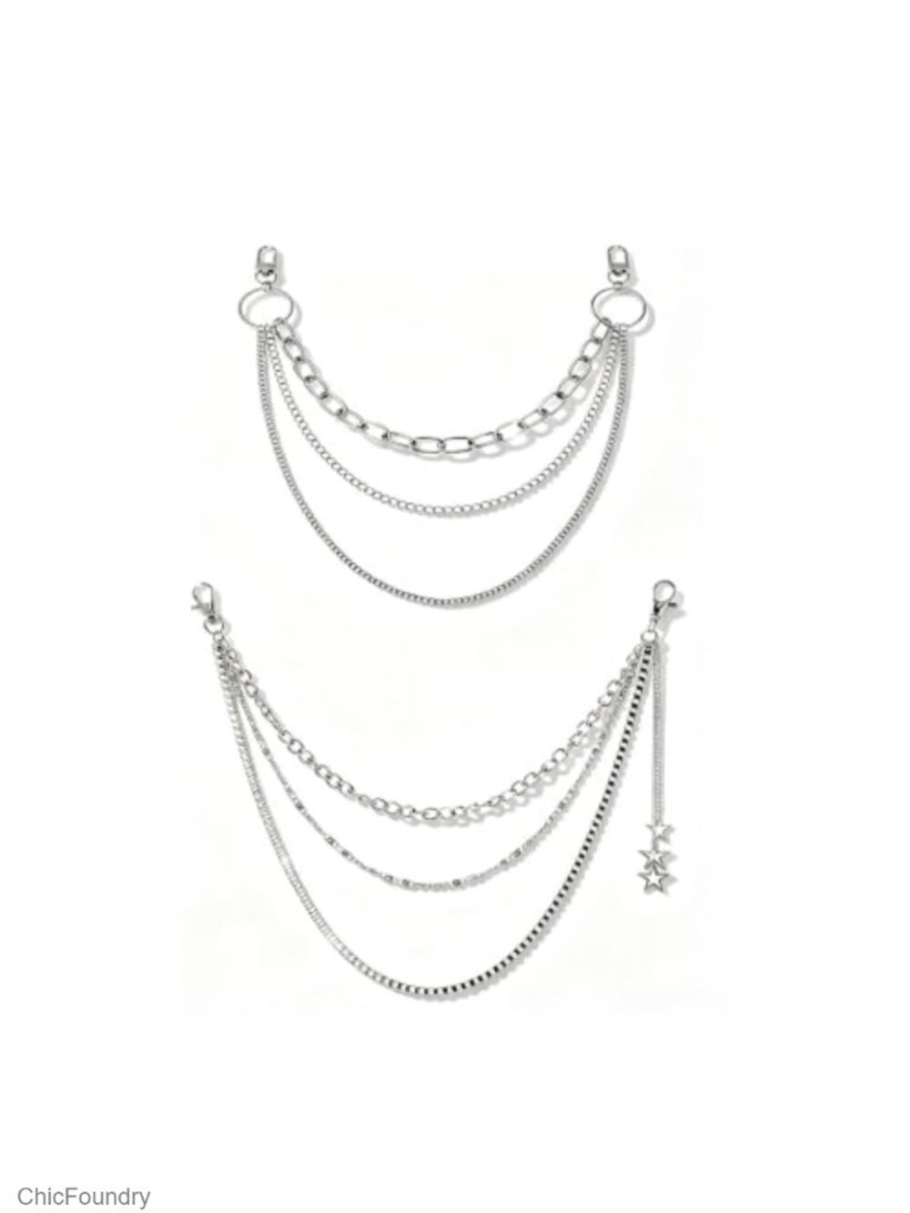 2pc Punk Jean Chain Belt Silver Alloy for Men Women Hip Hop Pants Chain Wallet
